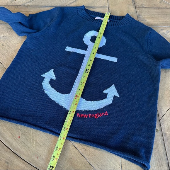 Pearls & Camo New England Anchor Sweater Nautical Crewneck Classic Cotton S Blue - Picture 6 of 7